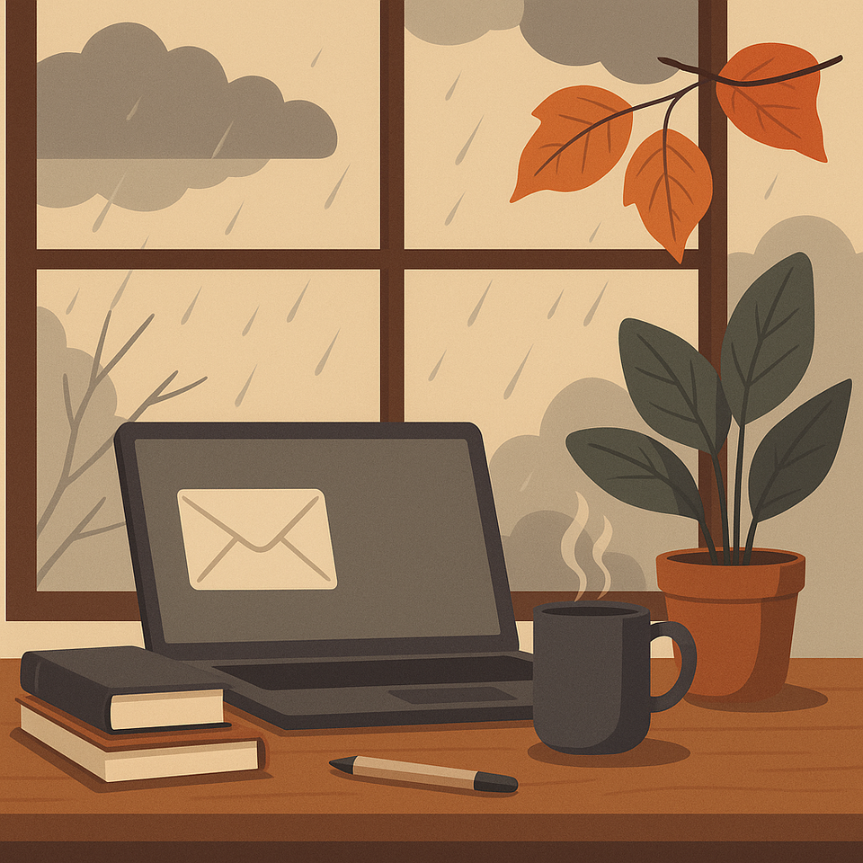 Tillbaka till vardag, regn och tangentbord